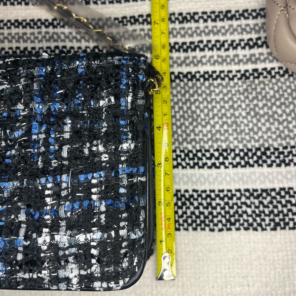 bebe Black and Blue Tweed Shoulder Bag - Picture 7 of 8